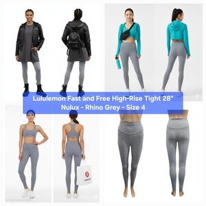 Lululemon Fast and Free High-Rise Tight 28" Nulux Rhino Grey Size 4